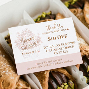 Baker Floral Cupcake Thank You Promo Code Bakery Discount Card