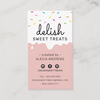 Baker Frosting Drips Modern Colorful Sprinkles Business Card by edgeplus at Zazzle