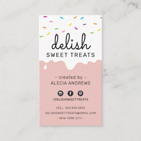 Baker Frosting Drips Modern Colorful Sprinkles Business Card