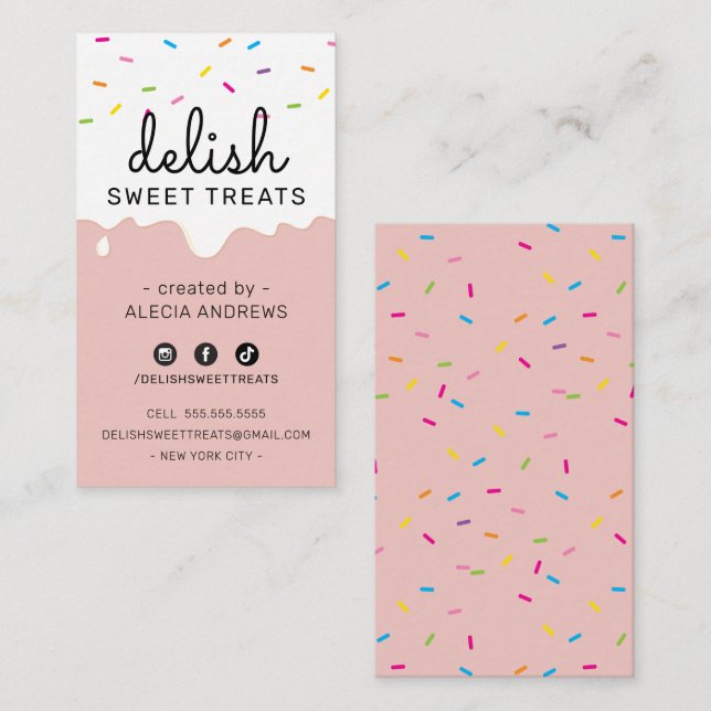 BAKER FROSTING DRIPS modern colorful sprinkles Business Card (Front/Back)