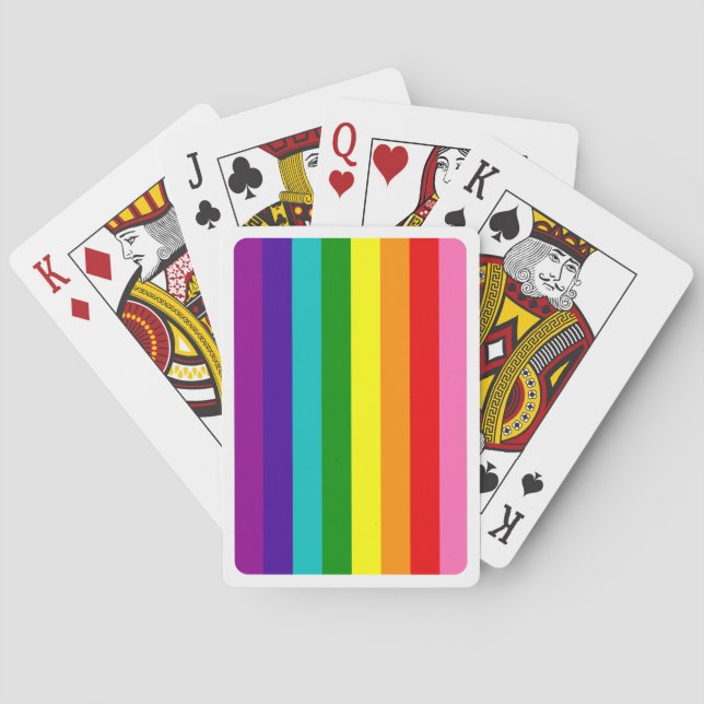 Baker Gay Pride Flag Rainbow Vertical Stripe Poker Cards (Back)