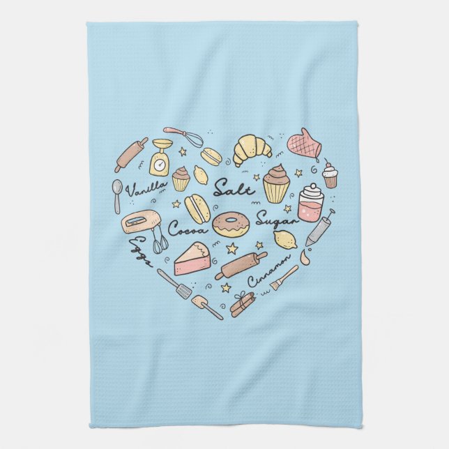 Baker Heart Funny Bakery Baking Pastry Chef Kitchen Towel (Vertical)