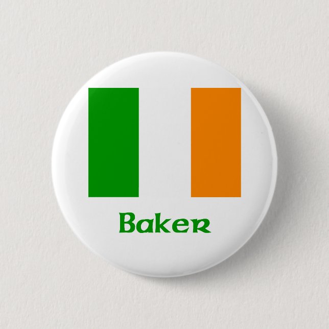 Baker Irish Flag Pinback Button (Front)