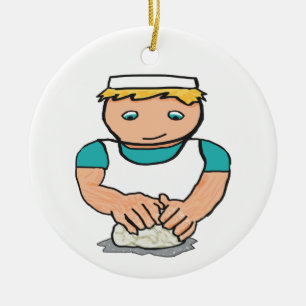 Baker Kneading Dough for Baking Bread Ceramic Ornament