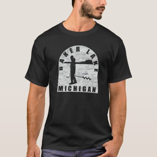 Baker Lake Ice Fishing Michigan T_Shirt