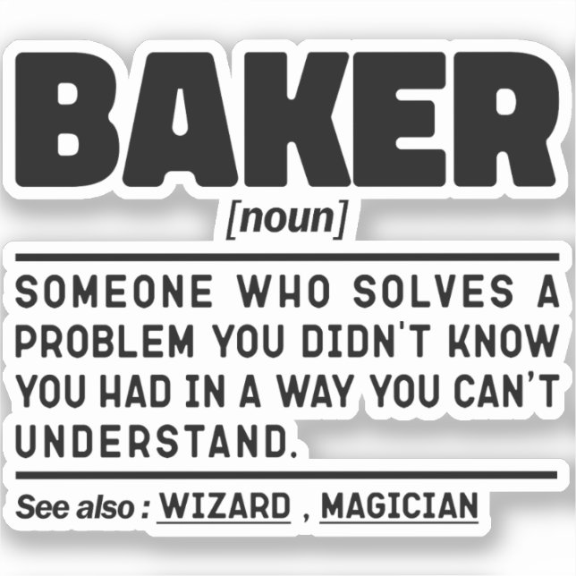 Baker Noun Definition Pastry Chef Baking Lover  Sticker (Front)