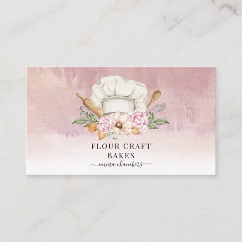 Baker Pastry Chef Bakers Tools Dusty Pink Business Card
