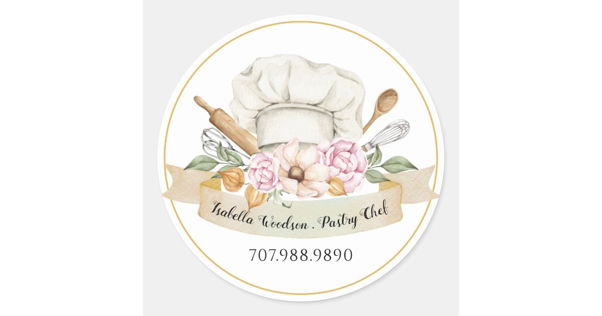Bakery Pastry Chef Baking Tools Product Label, Zazzle