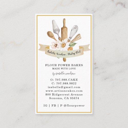 Baker Pastry Chef Bakers Tools Square Business Car Business Card