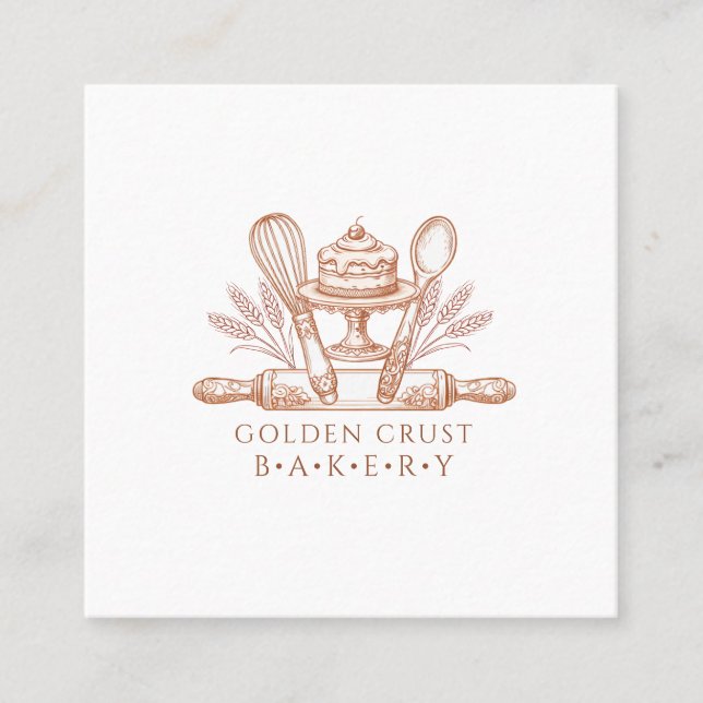 Baker Pastry Chef Baking Tools Square Business Card (Front)