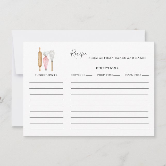 Baker Pastry Chef Baking Utensils Recipe Note Card (Front)