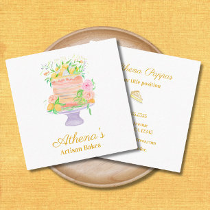 Baker Pastry Chef Catering Watercolor Square Business Card
