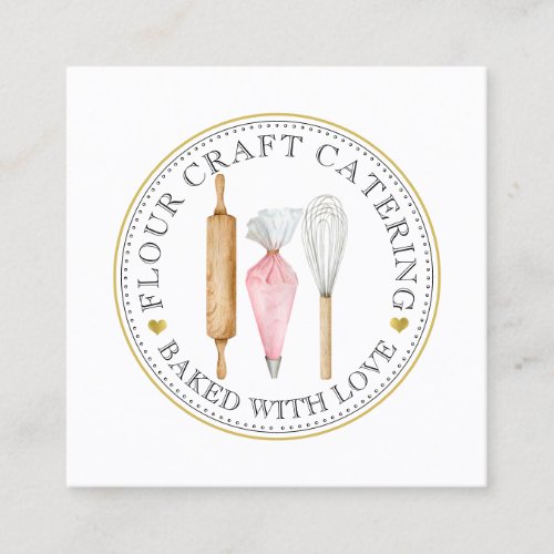Baker Pastry Chef Dessert Caterer Bakers Tools  Square Business Card