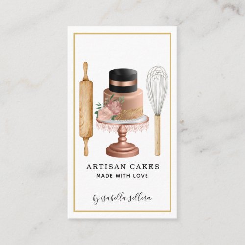 Baker Pastry Chef Elegant Cake Baking Utensils  Business Card