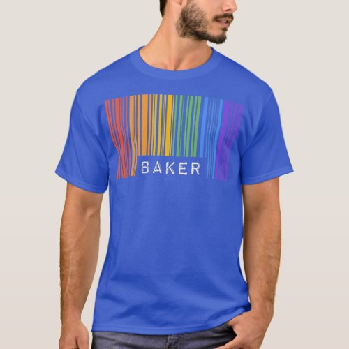 Baker Pastry Chef Gay Pride Flag Barcode Queer Rai T_Shirt