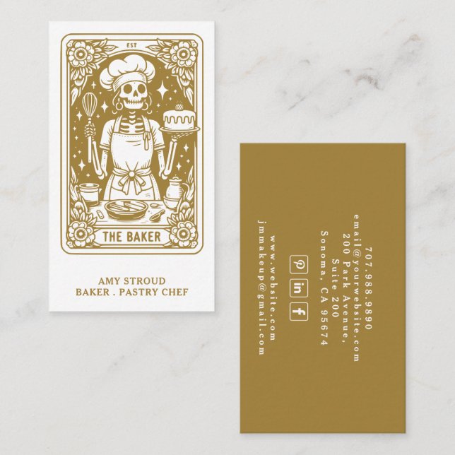 Baker Pastry Chef Gold Business Card (Front/Back)