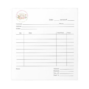 Baker Pastry Chef Hat Dessert Cater Invoice Pad