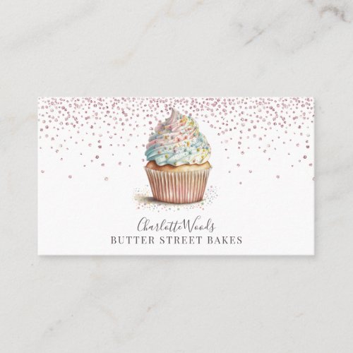 Baker Pastry Chef Rose Gold Glitter  Business Card