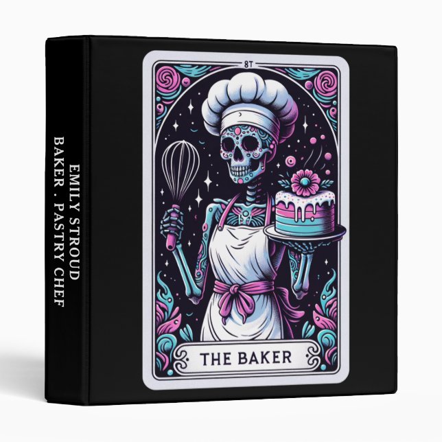 Baker Pastry Chef Tarot Theme Black Binder (Front/Spine)
