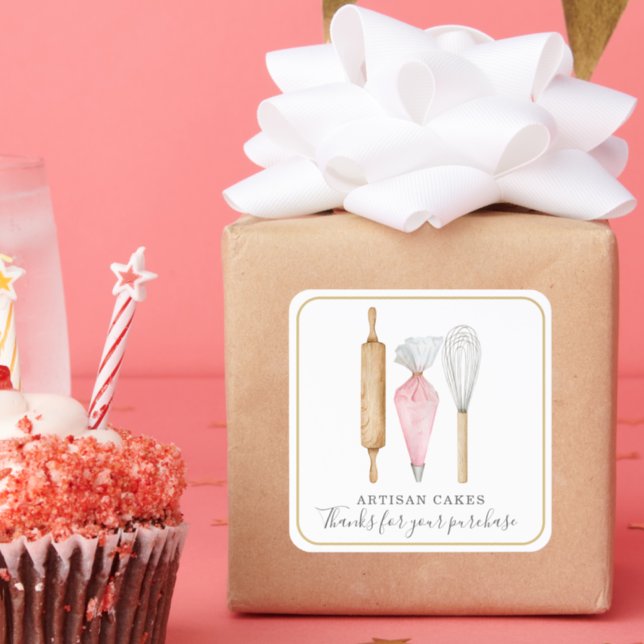 Baker Pastry Chef Thank You Square Sticker (Party)