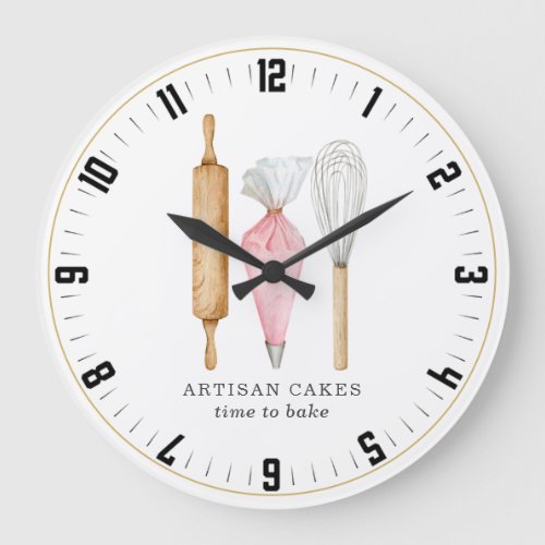 Baker Pastry Chef Time To Bake Large Clock