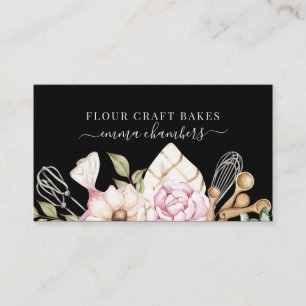 Baker Pastry Chef Watercolor Bakers Tools Black Business Card