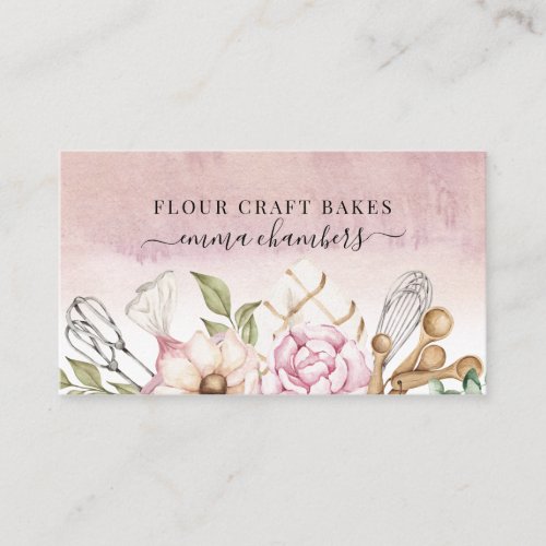 Baker Pastry Chef Watercolor Bakers Tools Business Card