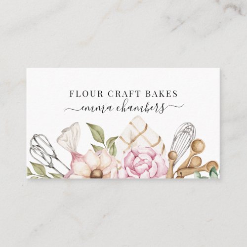 Baker Pastry Chef Watercolor Bakers Tools Business Card