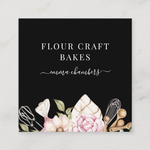 Baker Pastry Chef Watercolor Bakers Tools Cream Square Business Card