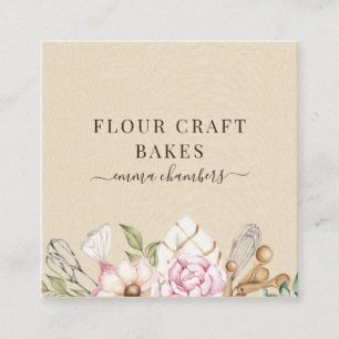 Baker Pastry Chef Watercolor Bakers Tools Cream Square Business Card