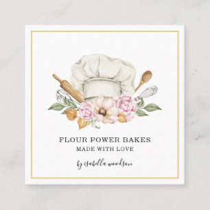 Baker Pastry Chef Watercolor Bakers Tools Square   Business Card