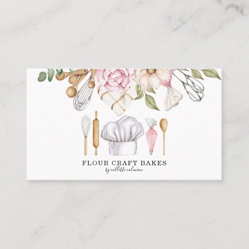 Baker Pastry Chef Watercolor Baking Tools  Business Card