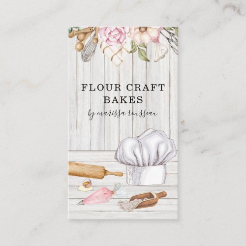 Baker Pastry Chef Watercolor Baking Tools Business Card