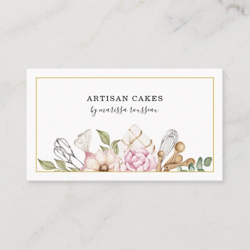 Baker Pastry Chef Watercolor Baking Tools  Business Card