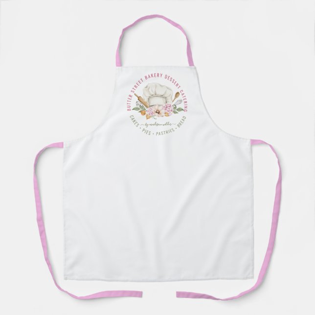 Baker Pastry Chef Watercolor Baking Utensil Apron (Front)