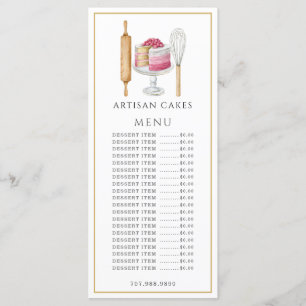 Baker Pastry Chef Watercolor Baking Utensils  Menu