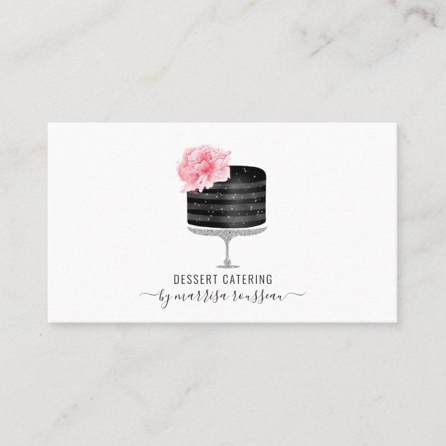 Baker Pastry Chef Watercolor Cake Dessert Caterer  Business Card (Front)