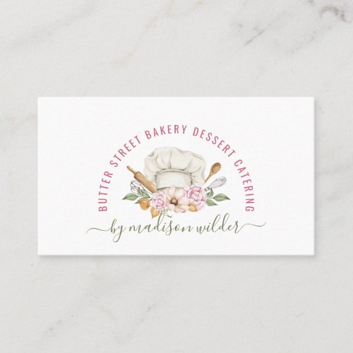 Baker Pastry Chef Watercolor Logo  Business Card