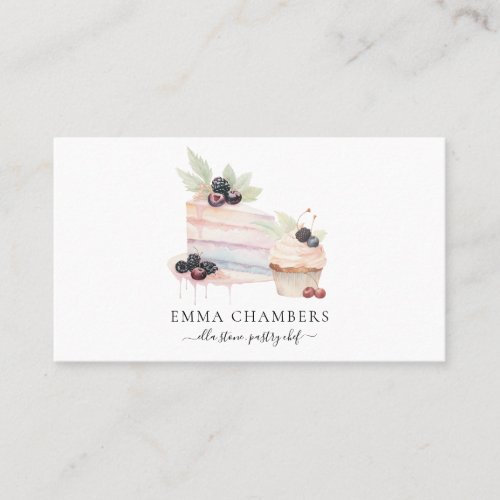 Baker Pastry Chef Watercolor Pastel Desserts Business Card
