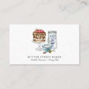 Baker Pastry Chef Watercolor Square Business Card
