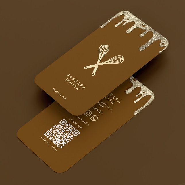 Baker Pastry Whisk Chocolate Drip Caterer Business Card (Baker Pastry Whisk Chocolate Drip Caterer Business Card
)