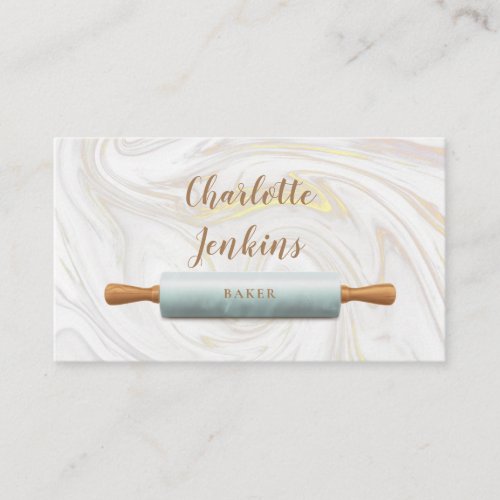 Baker Patisserie Marble Swirls Rolling Pin Business Card