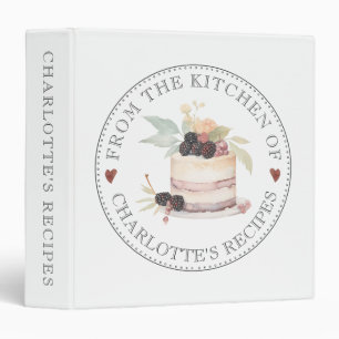 Baker Personalized Watercolor Dessert Recipe 3 Ring Binder