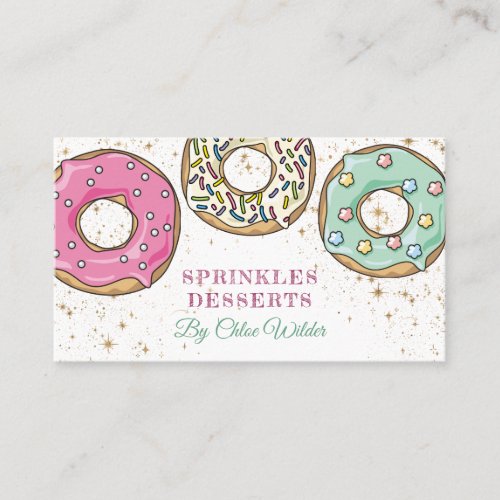 Baker Pink Green Sprinkle Donuts Bakery Business Card