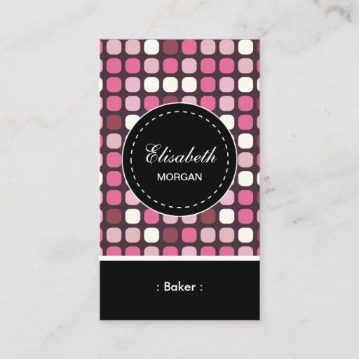 Customizable Baker- Pink Polka Pattern Business Cards