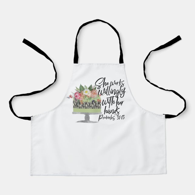 Baker - She Works Willingly Proverbs 31:13 Apron (Front)