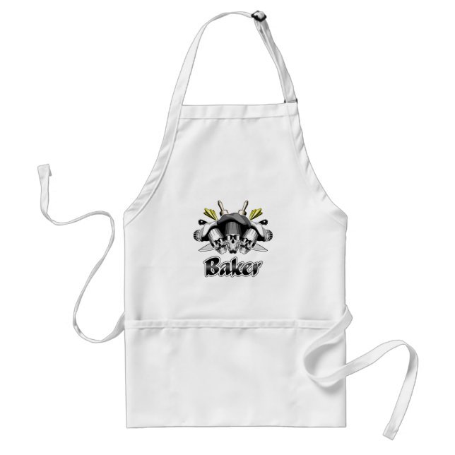Baker Skull and Kitchen Utensils Adult Apron (Front)