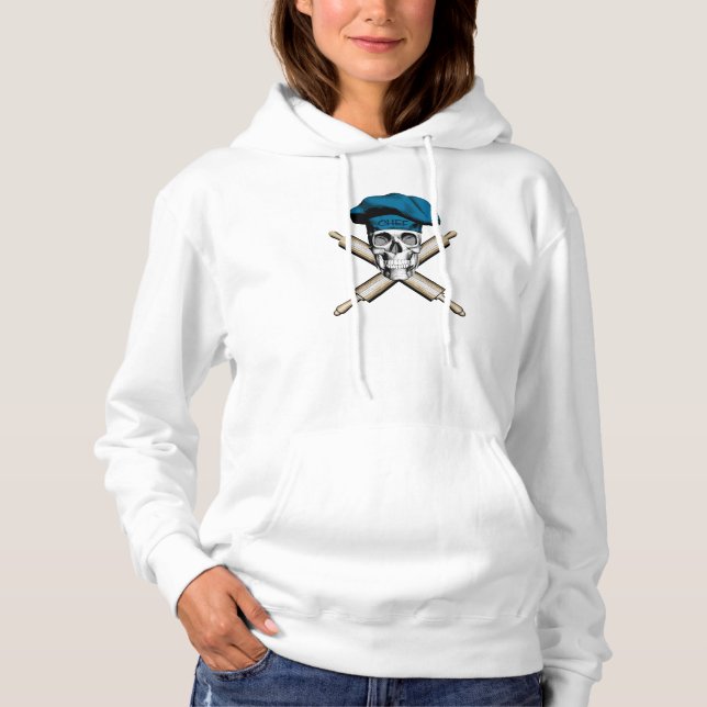 Baker Skull and Rolling Pins: Blue Hoodie (Front)