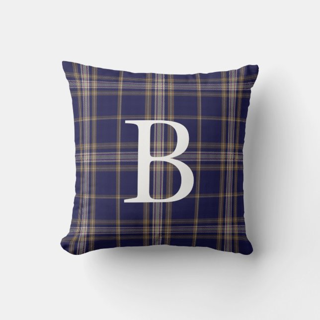 Baker Tartan Plaid Monogrammed Pillow (Front)