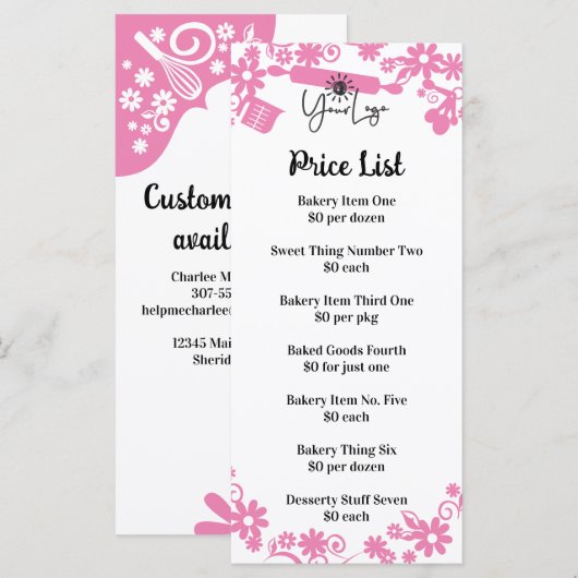 baker utensils black marketing rack card (Front/Back)